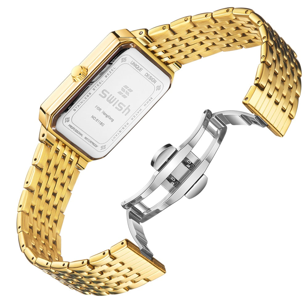 Relogio Masculino Luxo Brand Designer Watches Men Creative Rectangle Quartz Wrist Watch Luxury Business Golden Watches Mens