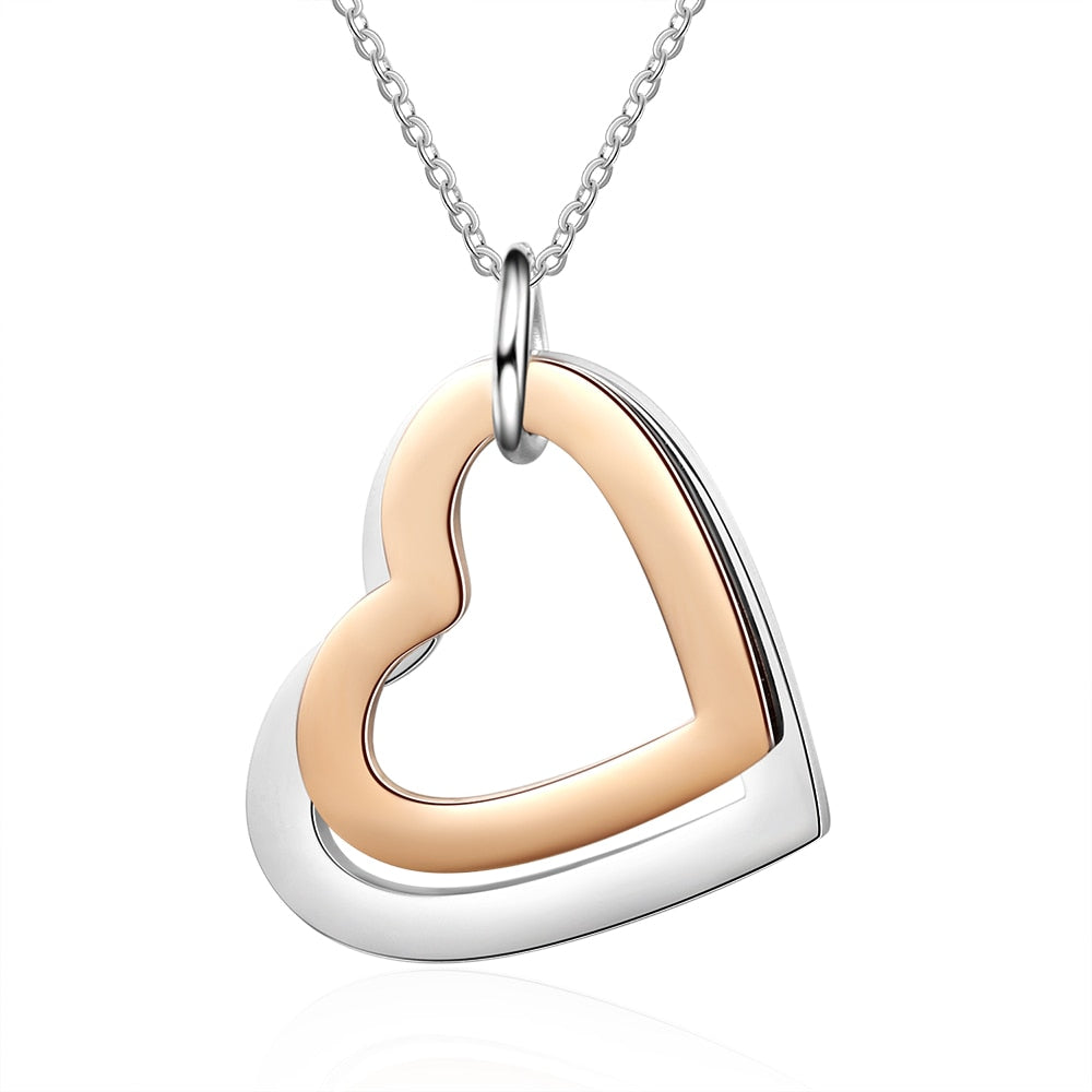 Personalized Mixed Rose Gold Color Stainless Steel Heart Pendant Necklace Custom Engraving Name Necklace Gift for Girlfriend