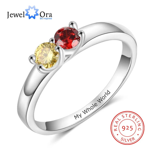 925 Sterling Silver Custom Name Rings for Women Personalized Engraving Mothers Ring with Birthstone Silver 925 Fine Jewelry Gift