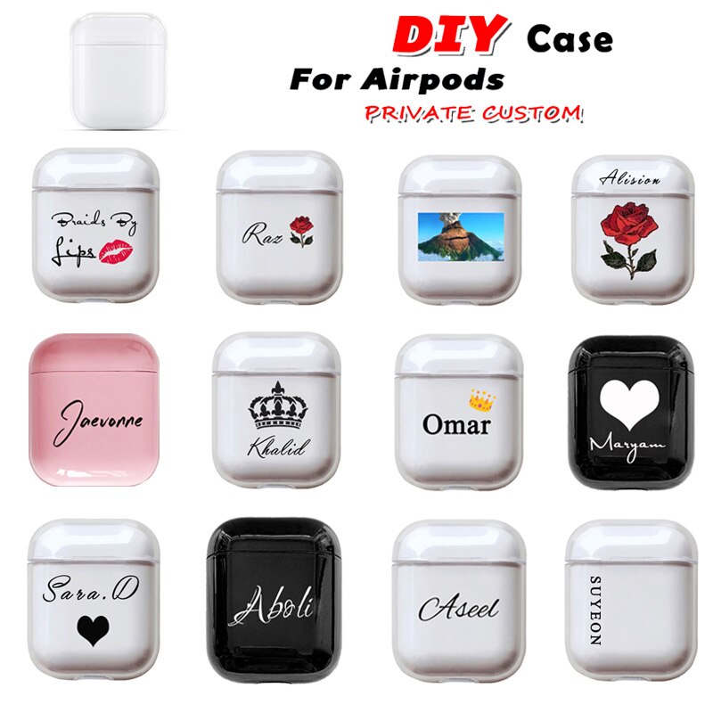 Custom name/logo/image Hard Plastic Case For Air Pods Case for Bluetooth Wireless Airpod Cover DIY Customized Photo Letters Hot