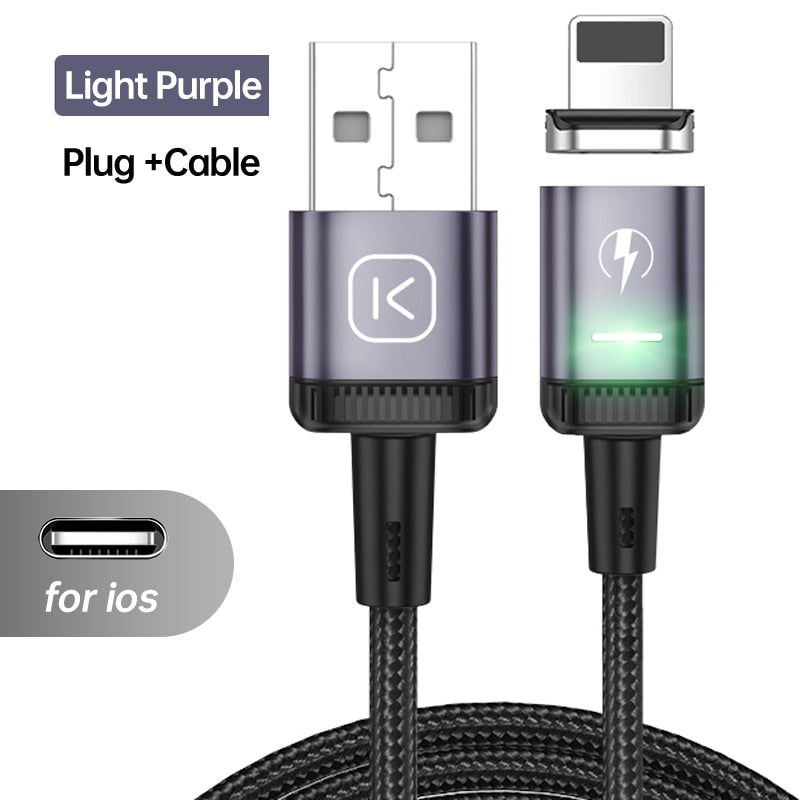 KUULAA LED Magnetic USB Cable 3A Fast Charging Type C Cable Magnet Charger Micro USB Cable for iPhone xiaomi poco samsung cord