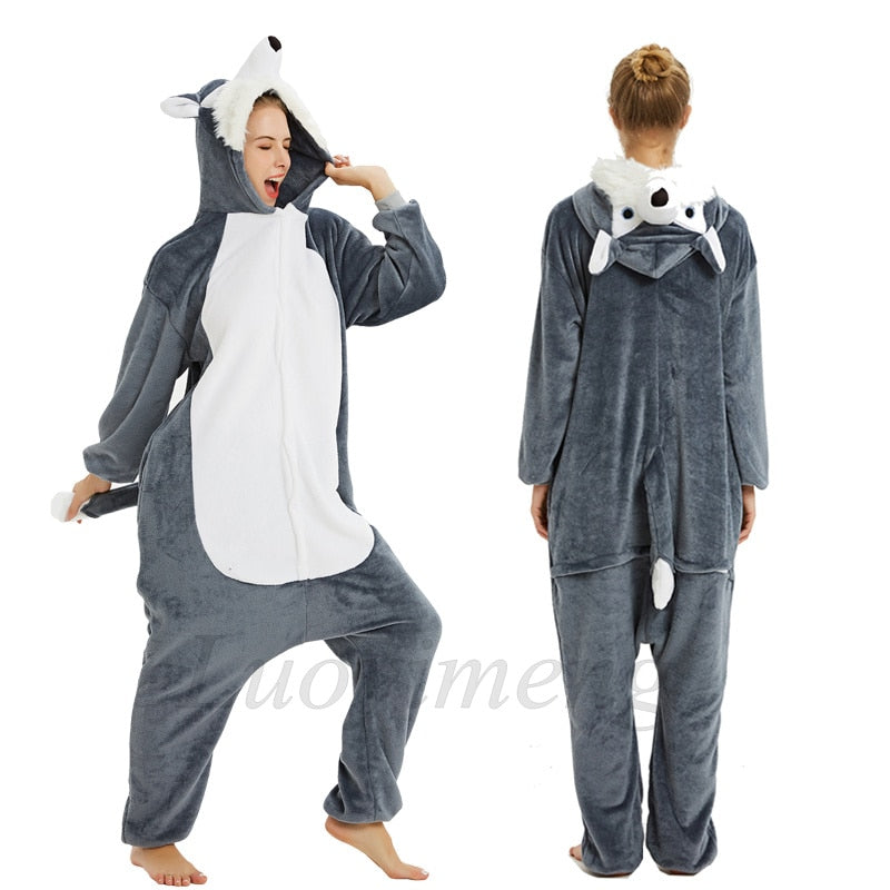 Kigurumi Unicorn Pajama Stitch Adult Animal Onesie Women Men Couple Pajamas Winter Pijamas Suit Panda Sleepwear Flannel Pyjamas