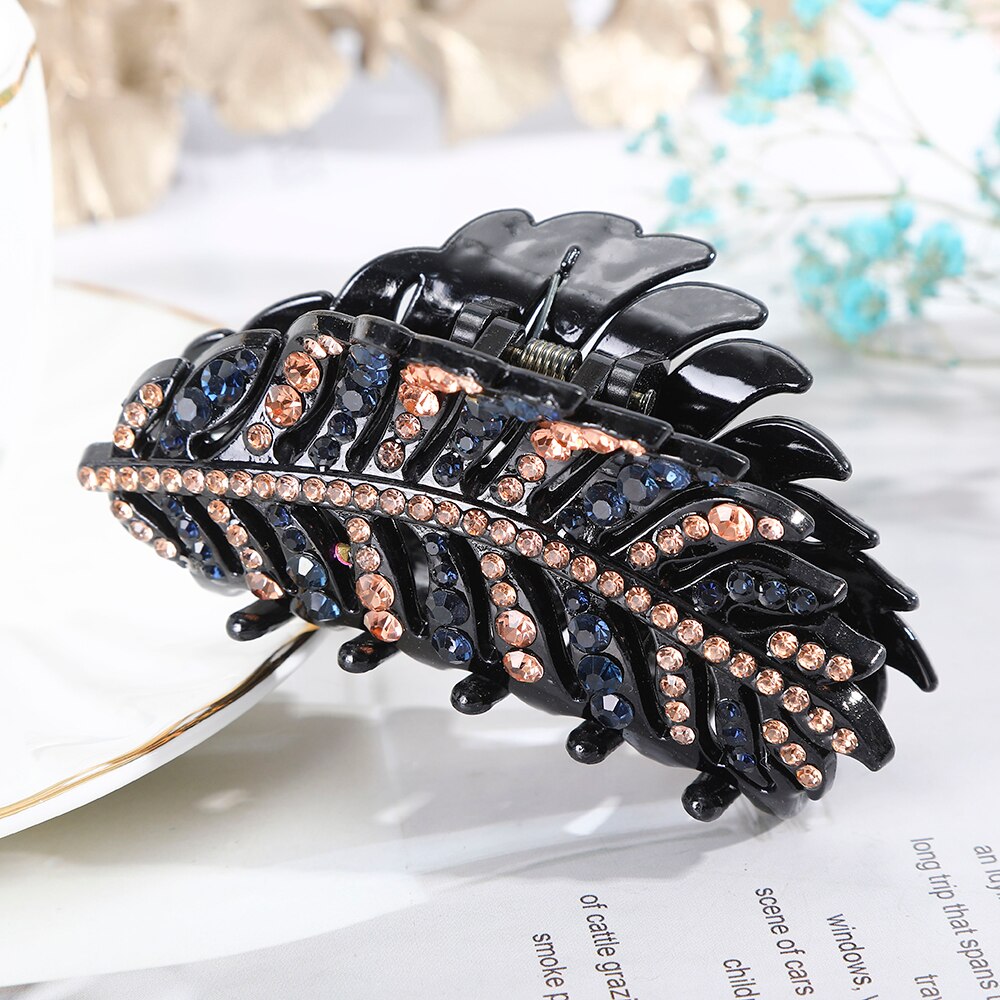 AWAYTR Large Size Women Vintage Rhinestone Hair Claw Crab Clips Crystal Clamps Hairpin Bow Knot Hair Clip Hair Accessories Girls