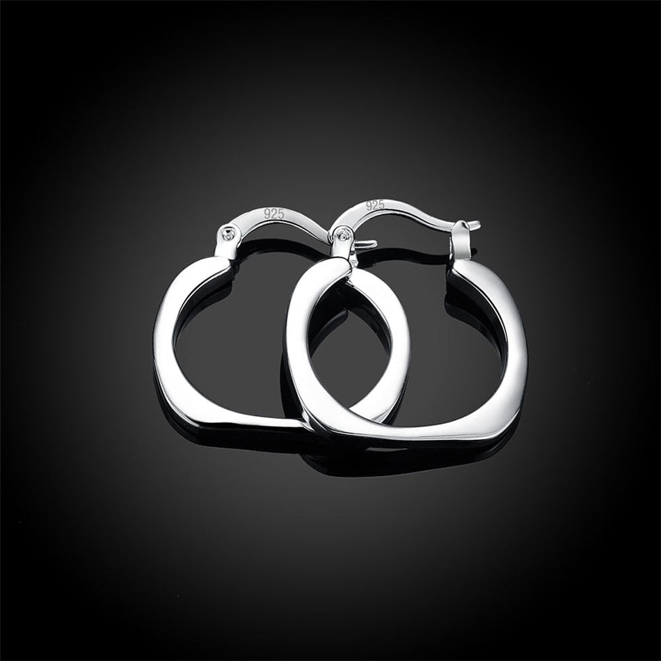 DOTEFFIL 925 Sterling Silver Square Round 20mm Hoop Earrings For Woman Wedding Engagement Party Fashion Charm Jewelry