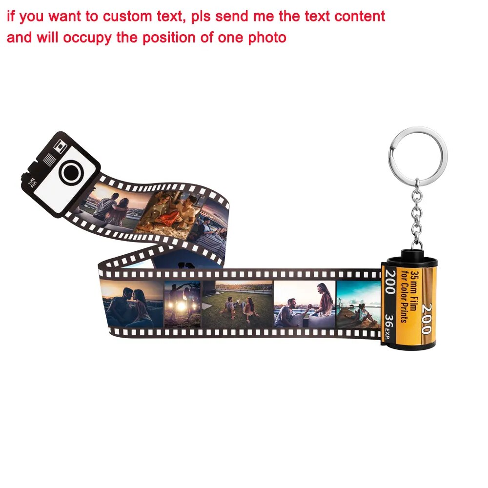 Customized Text Photo Film Memory Gifts Photo Keychain Custom Roll Film Keychain Album Keyring DIY Custom Personalized Keychains