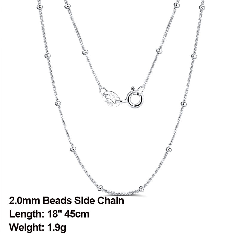 ORSA JEWELS Italian 925 Sterling Silver Side Chain Necklace with 2.0mm Ball Bead Sterling Silver Necklaces Chains Jewelry SC22