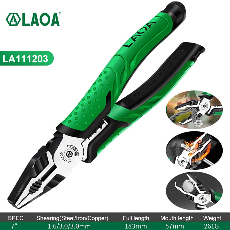 LAOA Wire Cutters Industrial Grade Hand Pliers Household Sets Multifunctional 7 inch Electrician Long Nose Diagonal Pliers