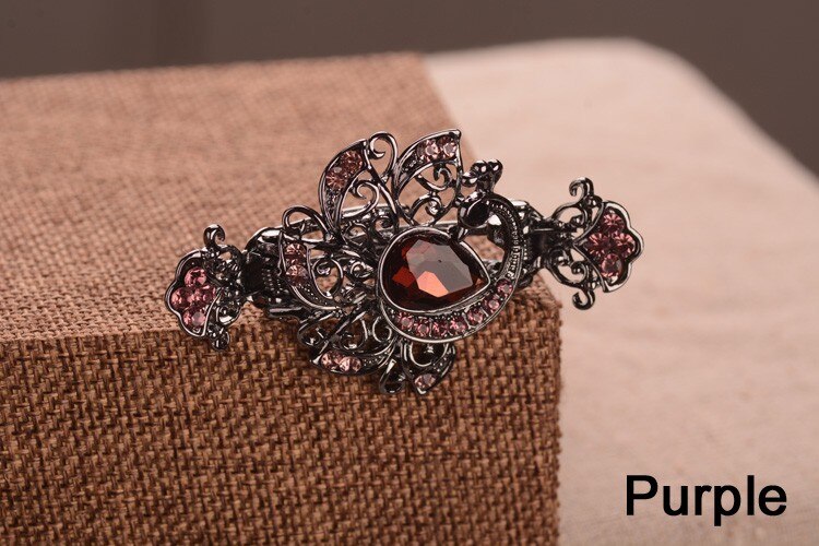 Retro Crystal Rhinestone Peacock Hair Clips Barrettes Hair Jewelry Metal Small Hair Accessories Women