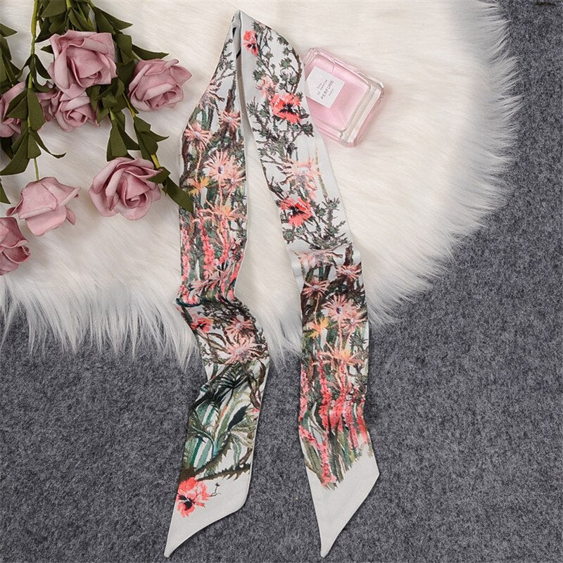 Tropic Affair Luxury Brand Scarf Tarot Women Scarf Bag Hair Skinny Silk Scarves Design Foulard Neckerchief Headband For Ladies