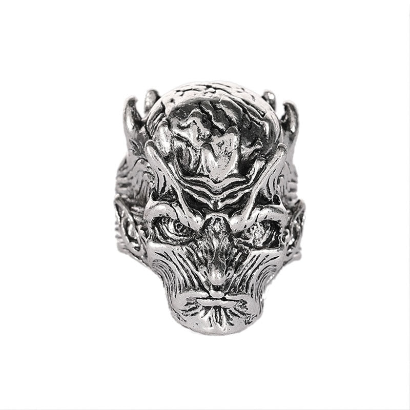 Retro Punk Men Ring Demon Skeleton Hip Hop Rock Locomotive Ring Titanium Steel Alloy Ancient Silver Color Ring Women Jewelry.