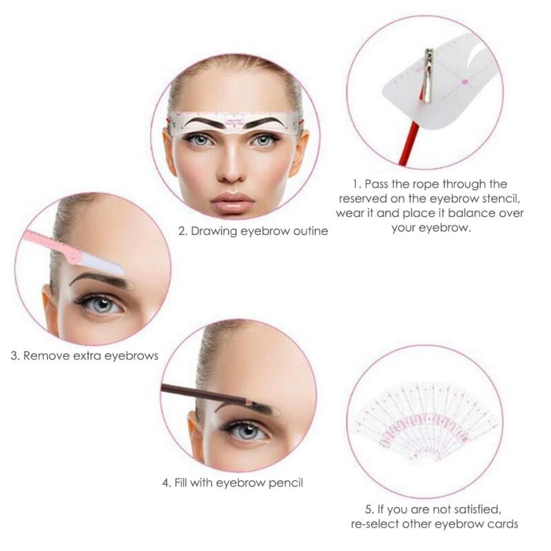 12Pcs Reusable Eyebrow Stencil Set Eye Brow DIY Drawing Guide Styling Shaping Grooming Template Card Easy Makeup Beauty Kit