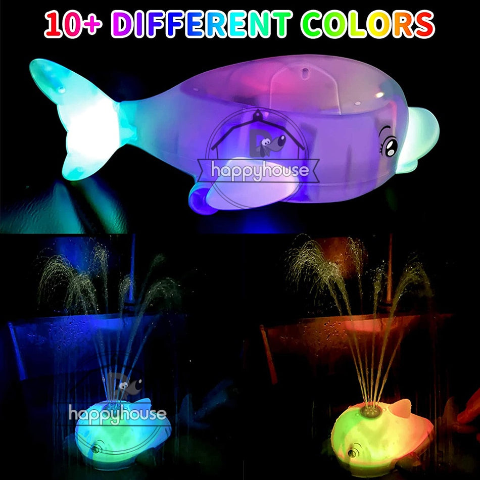 Baby Bath Toys Spray Water Shower Bathing Toys for Kids Electric Dophin Whale Bath Ball with Light Music LED Light Toys Gift