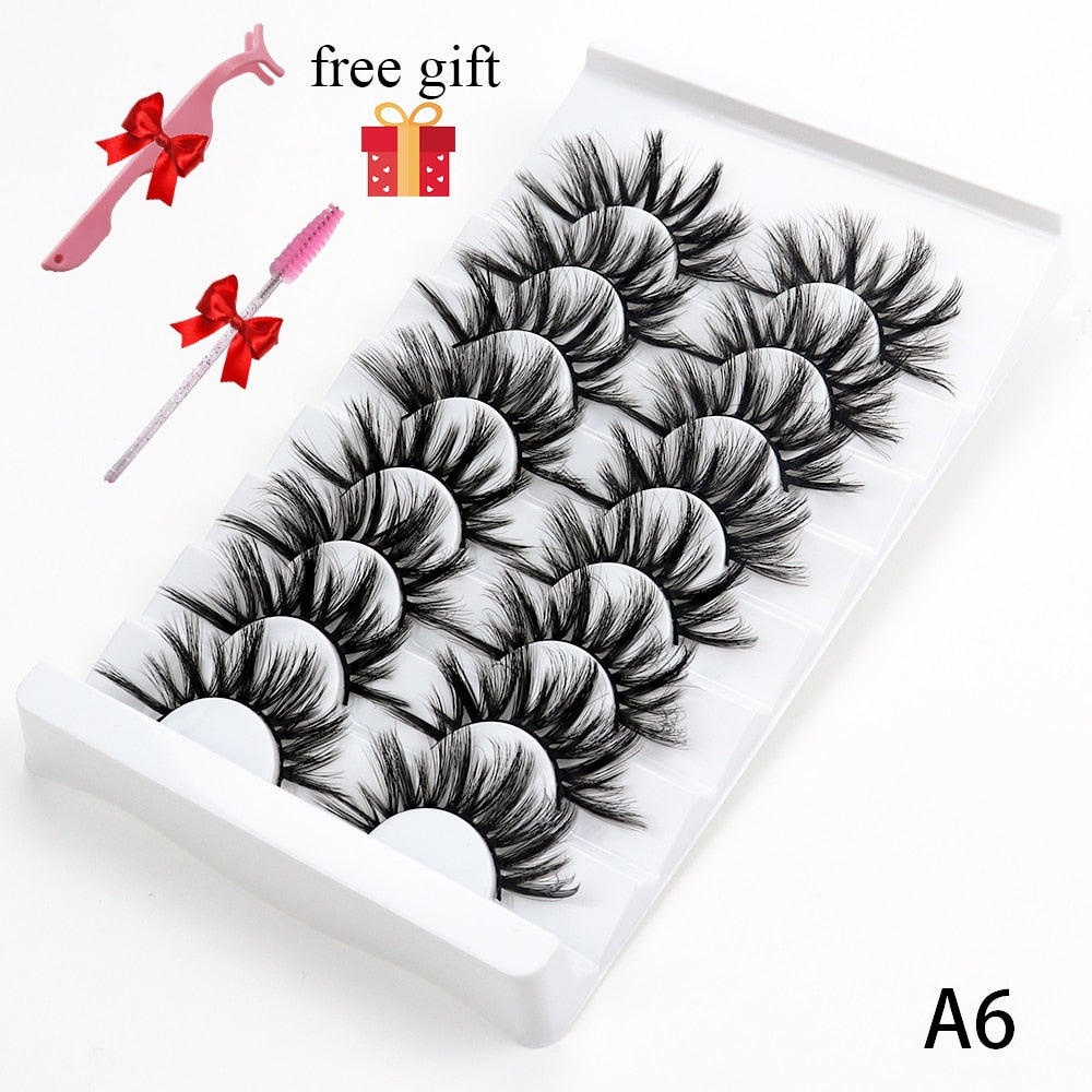 5/8 Pairs 20mm Mink Lashes 3D Natural False Eyelashes Fluffy Faux Mink Eyelashes Wispies Long Extension Eyelashes Pack Maquiagem