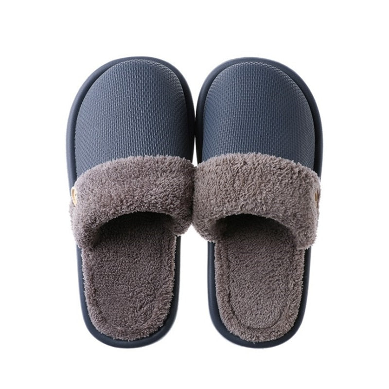 JIANBUDAN Plush warm Home flat slippers Lightweight soft comfortable winter slippers Women's cotton shoes Indoor plush slippers