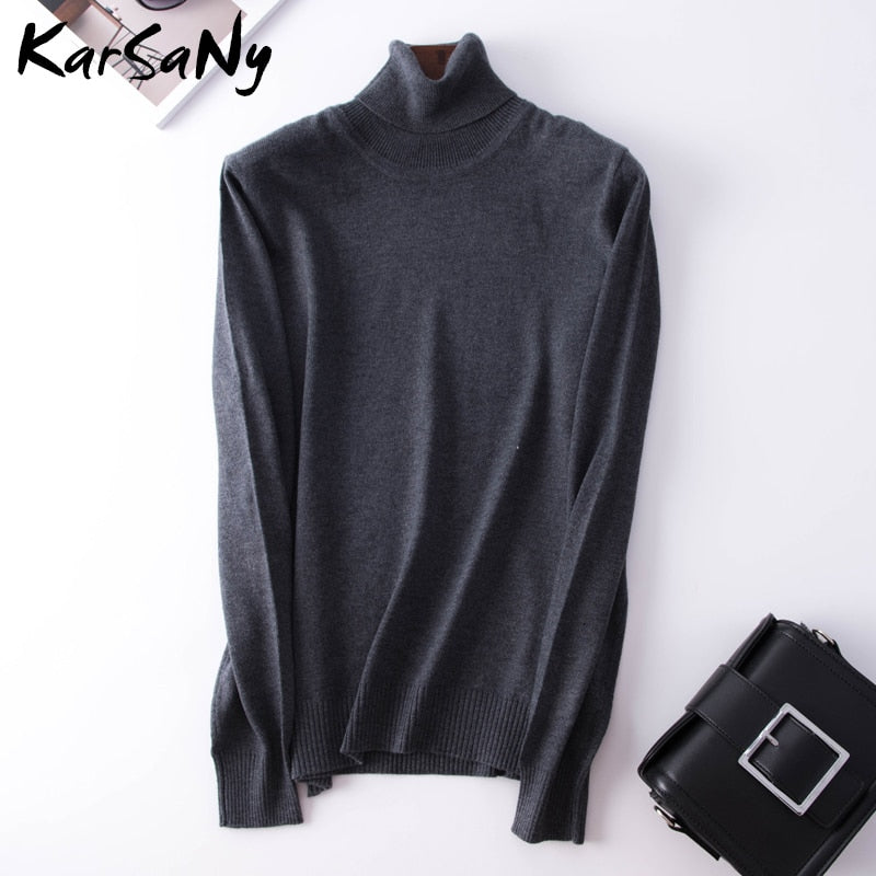 Turtleneck Sweater Women Winter Wool Long Sleeve Women's Cashmere Sweater Women Pull Femme Knit Pullover Womens Sweaters 2021