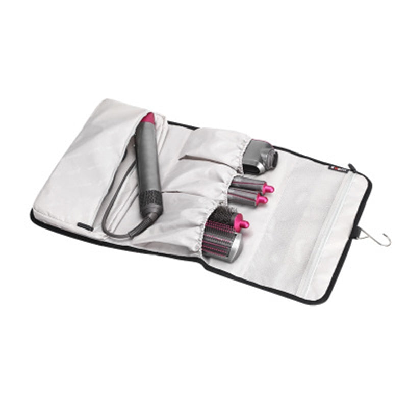 Storage Bag Compatible for Dayson Airwrap Styler Accessories Holder Multiple Pouches with Hook Hanger Hair Dryer Case Portable