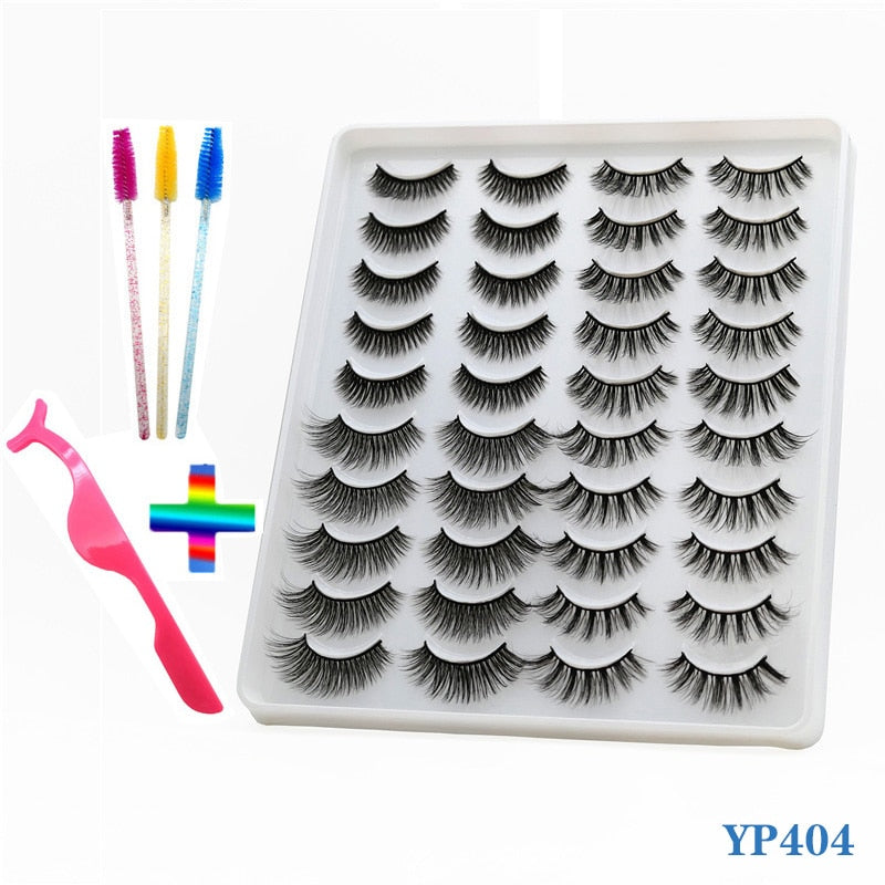 10/20 Pairs of Handmade False Eyelashes Naturally Soft Eyelashes Enlarged Eyes 3D Mink Eyelash Brush Makeup Eyelash Tool
