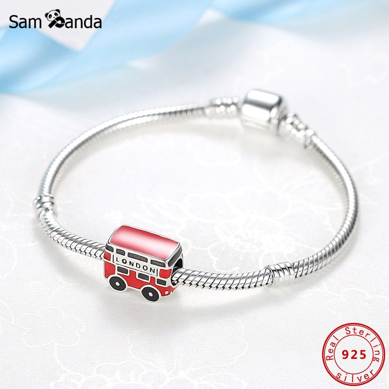 Original 925 Sterling Silver Charm Bead Travel London Bus Camera Suitcase Paris Charms Fit Pandora Bracelets Women Diy Jewelry