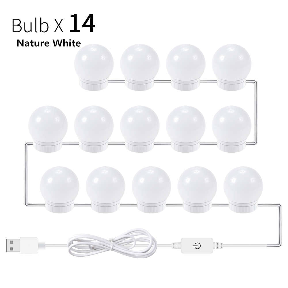 LED Makeup Mirror Light Bulbs USB Hollywood Make up Lamp Vanity Lights Bathroom Dressing Table Lighting Dimmable LED Wall Lamp