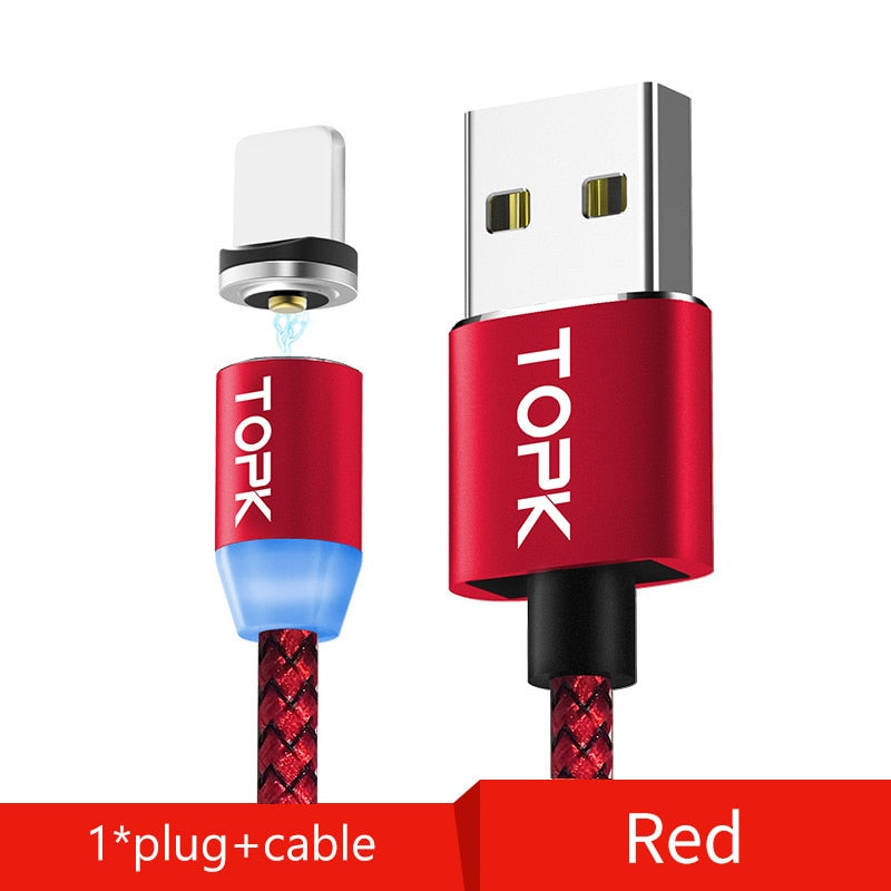 TOPK AM17 1M LED Magnetic USB Cable for iPhone Xs Max 8 7 6 & USB Type C Cable & Micro USB Cable for Samsung Xiaomi LG USB C