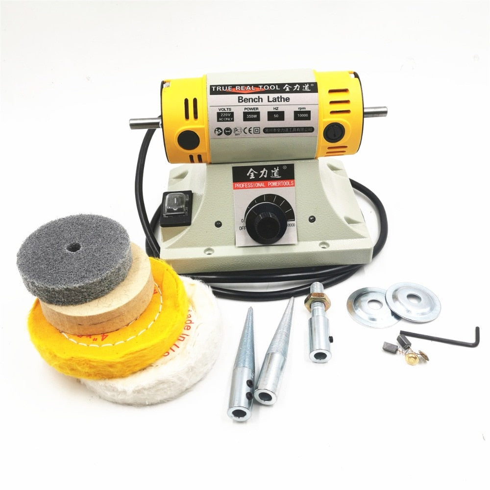 110V/220V 350W Stone Polishing Machine DIY Woodworking Jade Jewelry Dental Bench Lathe Machine Grinding Machine Sanding Tools