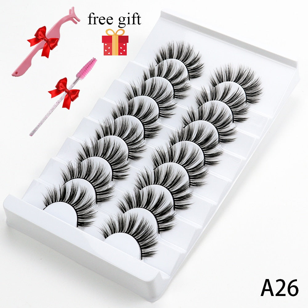 5/8 Pairs 20mm Mink Lashes 3D Natural False Eyelashes Fluffy Faux Mink Eyelashes Wispies Long Extension Eyelashes Pack Maquiagem