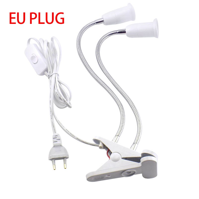 E27 Socket 3 Head Flexible Light Clip With On/Off Switch Lamp Holder For Desk Light LED Plant Grow Bulbs Base EU/US Plug