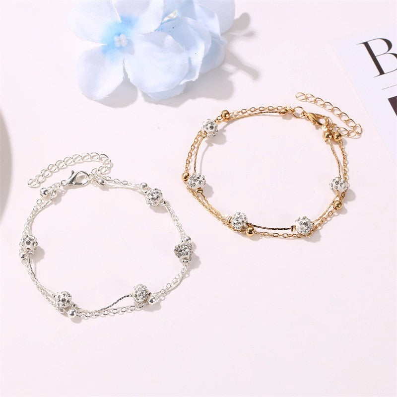 Ankle Bracelet Foot Jewelry Beach Accessories Crystal Rhinestone Foot Chain Anklets For Women Gold Color Leg Bracelet Boho