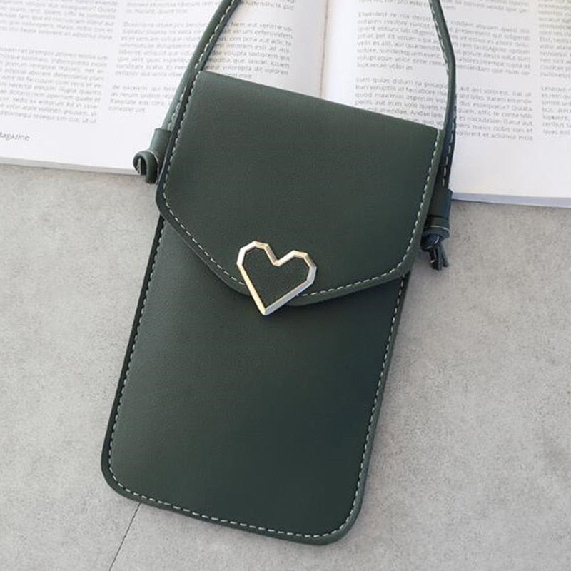 Transparent Touch Screen Retro Simple Mobile Phone Bag Women PU Chain Messenger Bags Small Flap Bag Mini Shoulder Bag Wallet