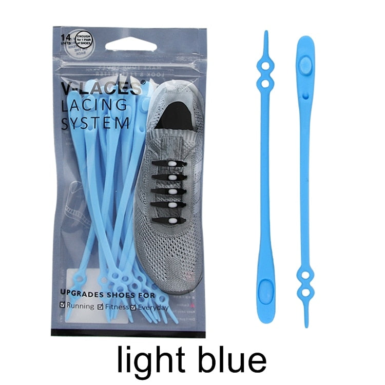 14pcs/set Waterproof Silicone Shoelace Safty Shoes Accessories Round Elastic Shoelaces No Tie Lazy Shoe laces