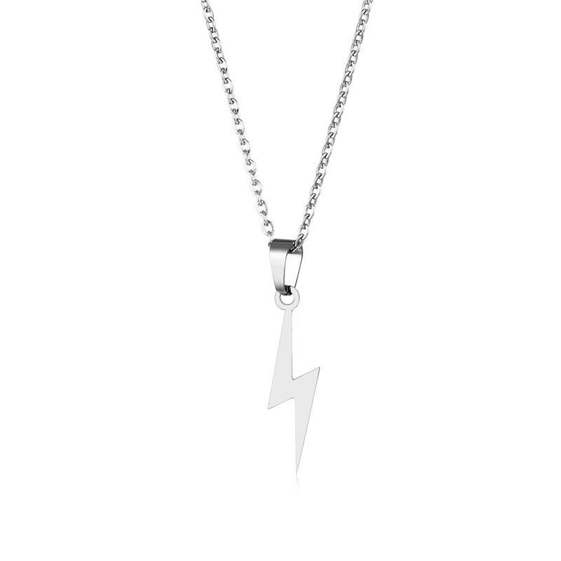 Lightning Pendant Necklace Chain 304 Stainless Steel Necklace for Women Men Party Ornament Jewelry Gift