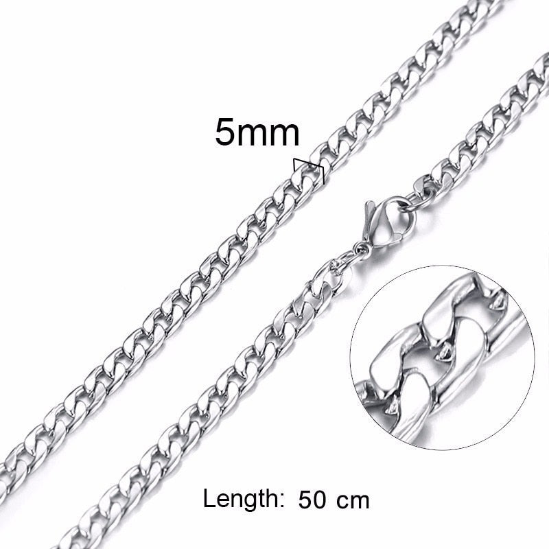Necklace For Men, Stainless Steel Curb Chain, Man Necklace, 5 to 8mm Link Chain