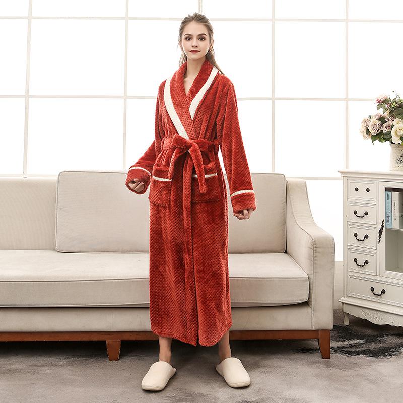 Plus Size 3XL Men Robe Winter Flannel Soft Kimono Gown Lovers Ultra Large Long Bathrobe Nightwear Thick Warm Women Sleepwear