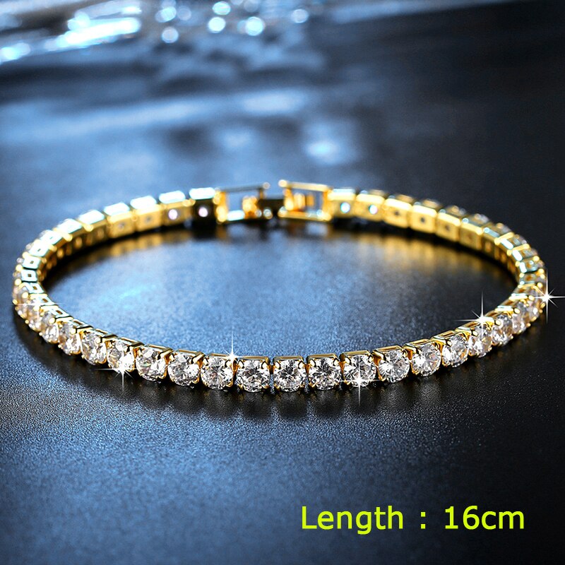 SINLEERY 16CM Round AAA Cubic Zirconia Tennis Bracelet For Women Rose Gold Silver Color Bridal Wedding Jewelry ZD1 SSF