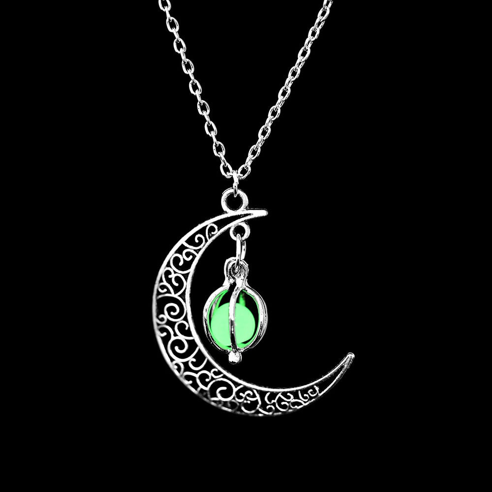 ZOVOLI Vintage Moon Luminous Glowing Moonstone Pendant Necklace Women Jewelry Long Chain Lotus Buddha Pendant Necklaces Gifts