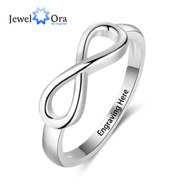 JewelOra Silver Color Infinity Love Knot Rings for Women Custom Personalized Engrave Name Promise Ring Anniversary Gifts