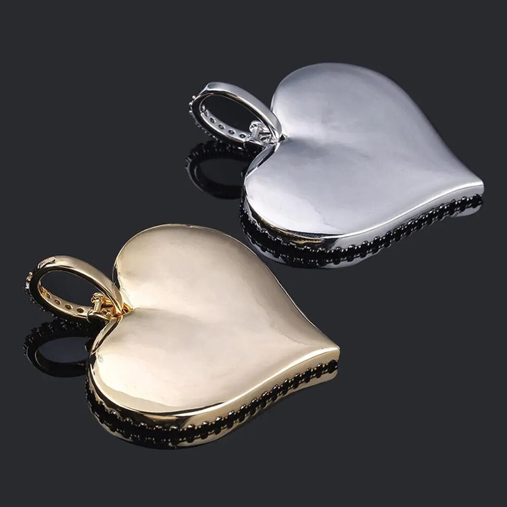 D&amp;Z Custom Made Photo Heart Medallions Necklace &amp; Pendant With 4mm Tennis Chain AAA Cubic Zircon Men&#39;s Hip hop Jewelry