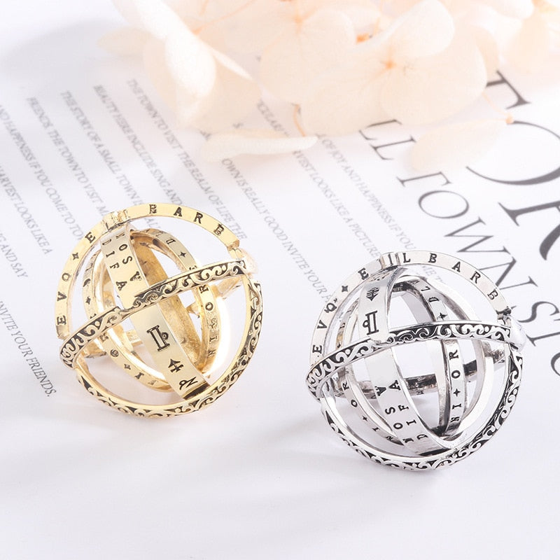 Astronomy Ball Rings Men Openable Rotate Sphere Cosmic Planet letter Ring Women Fashion Jewelry DropShipping 7-12 Size Kольца