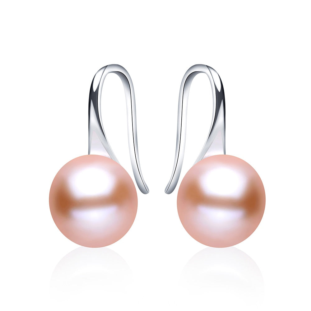 New Hot selling Hook Earrings for women white black Real Pearl jewelry 925sterling silver accessories gift with box