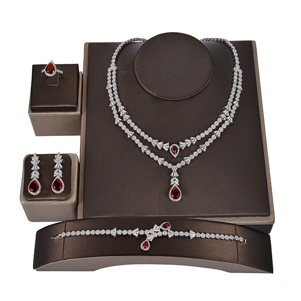 Jewelry Set HADIYANA Fashion Gorgeous Necklace Earrings Ring Bracelet Set For Women Party Gift Wedding CNY0055 Femme Jewelry