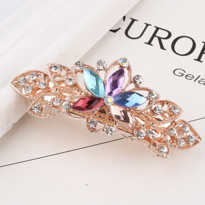 The Hot Rose Flower Rhinestone Hair Pin Europe And America Popular Horsetail Clip Perfect Quality Wild Daily Decorative Hair Acc