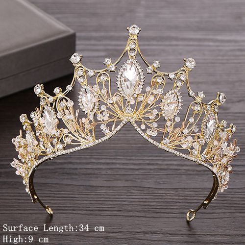 Rhinestone Crystal Tiara Crown Wedding Hair Accessories Bridal Tiara Hair Crown Wedding Hair Jewelry Crystal Tiara Golden Diadem