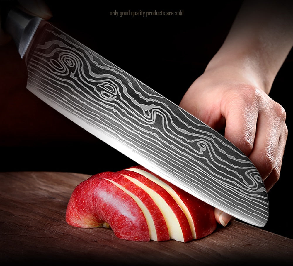 XITUO  8&quot;5&quot;3.5&quot; Japanese chef knife set 3 pcs Damascus steel Pattern kitchen knives sets Cleaver Paring Santoku Slicing utility