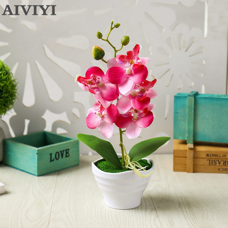 Five-headed Phalaenopsis Bonsai Creative Garden Decoration Artificial Potted Plants Magnolia Flower Artificial Flowers Orchid