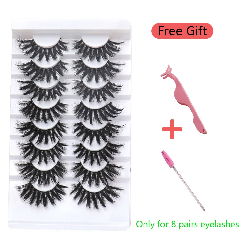 5/8 Pairs 20mm Mink Lashes 3D Natural False Eyelashes Fluffy Faux Mink Eyelashes Wispies Long Extension Eyelashes Pack Maquiagem