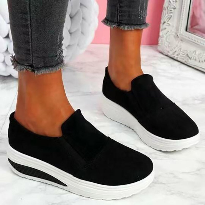 Women Sneakers Solid Color Flats Platform Lightweight Ladies Shoes Comfort Slip On Shallow Tennis Female Loafers Mujer Zapatos