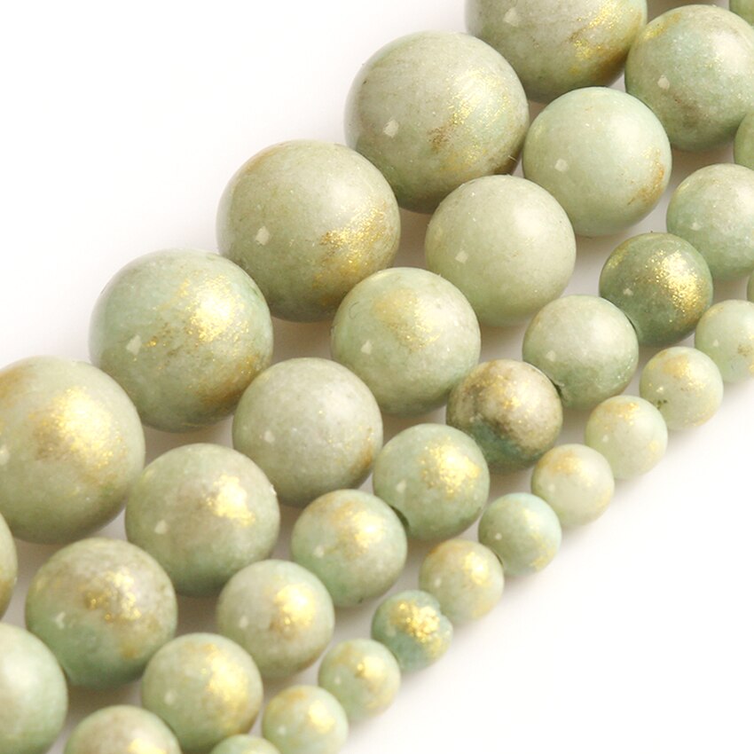 White Howlite Spun Gold plated Loose Stone Round Beads for Jewelry Making DIY Bracelet 15'' strand 4/6/8/10/12mm