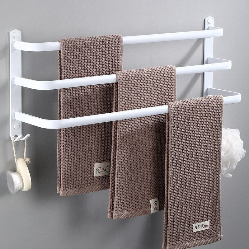 Tuqiu Towel Hanger Wall Mounted 30-50 CM Towel Rack Bathroom Towel Bars Aluminum Black Towel Bar Rail White Towel Holder