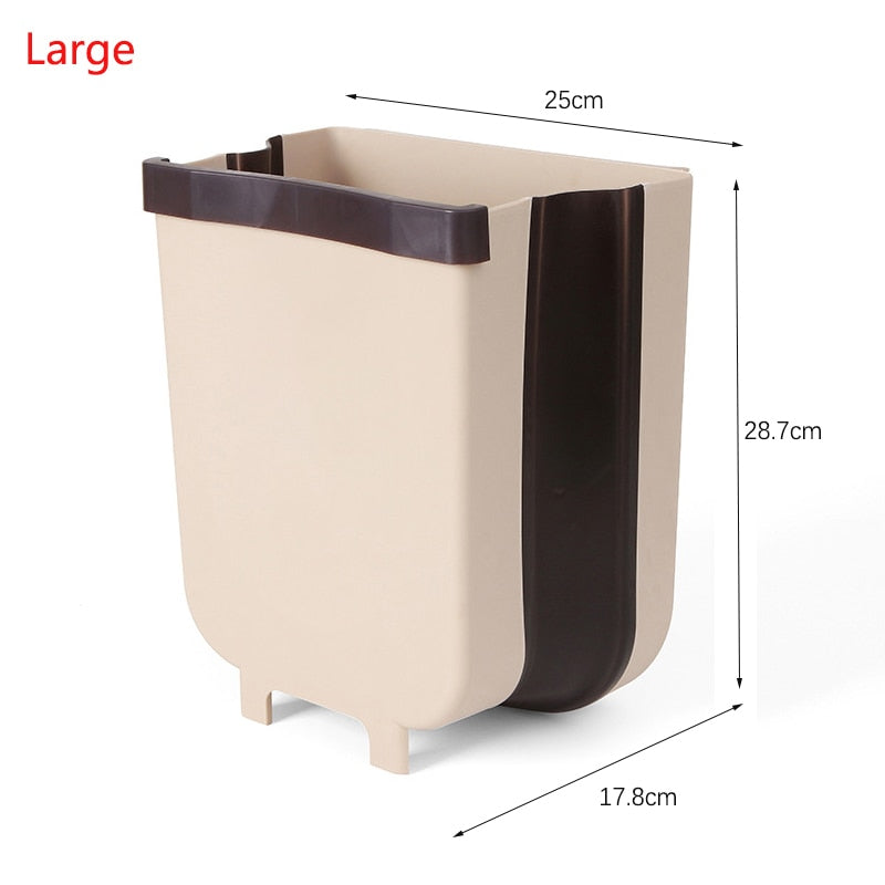 Cubo de basura plegable montado en la pared, papelera colgante para puerta de armario de cocina, cubo de basura de coche para baño, almacenamiento de residuos de inodoro, 9L