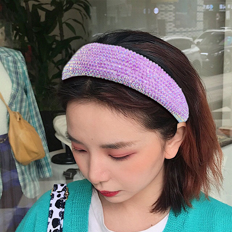 Woman Luxury Shiny Full Crystal Hair Head Hoop Wide-Brimmed Headband Women Rhinestone Headband Sponge Point Diamond Hair Accessories Turban.